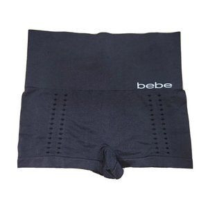 Bebe 1X Women's Bike Compression Shorts Booty Black Seamless Eyelets